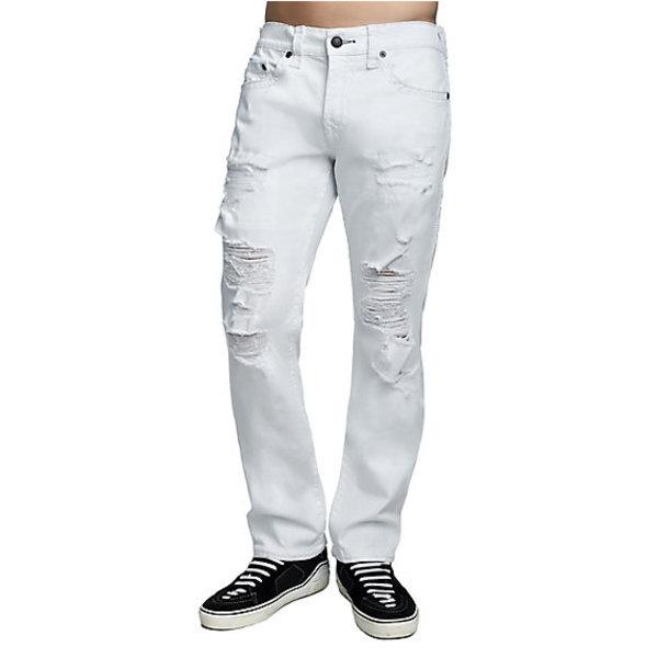 Mens Distressed Super T Ricky Straight Jean | White Volcanic Ash | Size 29 | True Religion