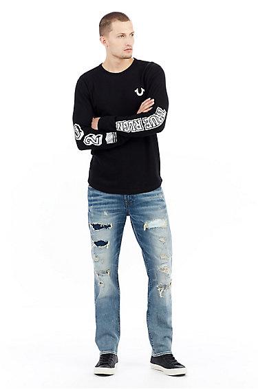 Metallic Varsity Long Sleeve Mens Thermal | Black | Size 3x Large | True Religion