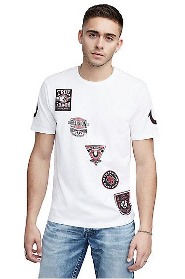 Men's Scout Patch Crew Neck Tee | White | Size Small | True Religion