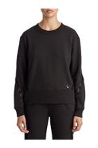 Womens Lattice Insert Lace Up Pullover | Black | Size X Small | True Religion