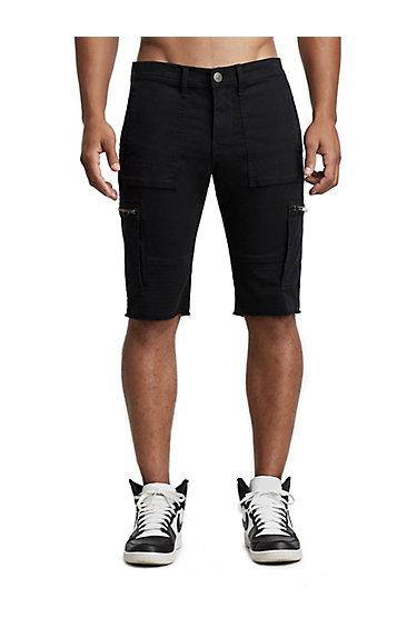 Mens Cargo Moto Short | Black | Size 28 | True Religion