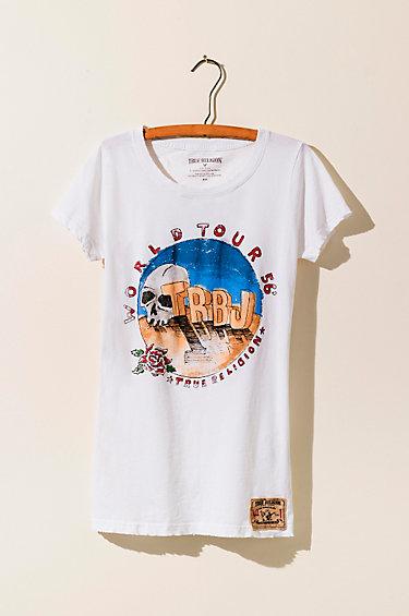 Trbj Crew Neck Womens Tee | White | Size Medium | True Religion