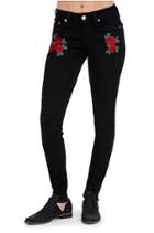Super Skinny Rose Embroidery Womens Jean | Body Rinse Black | Size 26 | True Religion
