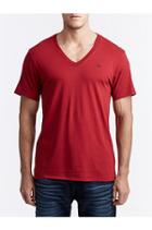 Mens Classic V Neck Tee | Ruby Red | Size X Small | True Religion