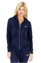Foil Logo Womens Zip Hoodie | Navy | Size X Small | True Religion