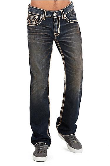 Men's Straight Fit Natural Stitch Jean | Whiskey Barrel | Size 31 | True Religion