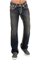 Men's Straight Fit Natural Stitch Jean | Whiskey Barrel | Size 31 | True Religion