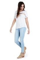Lace Inset Womens Top | White  | Size X Small | True Religion