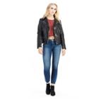 Womens Embellished Leather Moto Jacket | Black | Size Small | True Religion