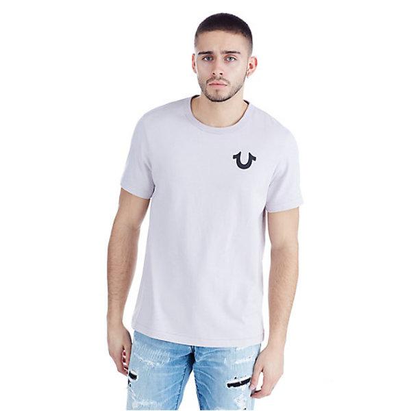 Mens Metallic Puff Print Logo Tee | Purple | Size Small | True Religion