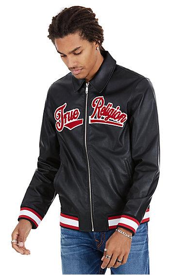 True Religion Chenille Vegan Leather Mens Jacket | Black | Size Medium