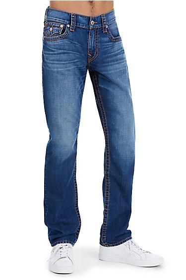 Men's Slim Fit Orange Big T Jean | Ultra Indigo | Size 27 | True Religion