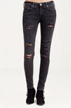 Casey Super Skinny Ripped Womens Jean | Smoke Stack Destroyed | Size 23 | True Religion