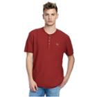Raw Edge Waffle Mens Henley Shirt | Ruby Red | Size Small | True Religion