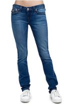Skinny Red Orange Stitch Womens Jean | Cerulean Waves | Size 24 | True Religion