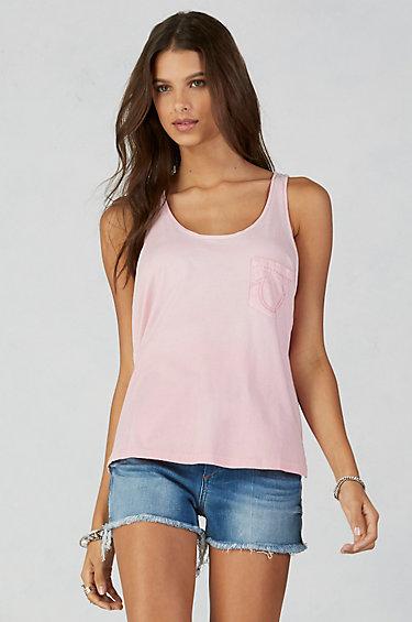 True Religion Big Stitch High Low Womens Tank - Boysenberry