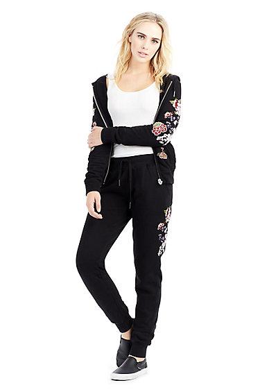 Womens Flower Jogger | Black | Size Medium | True Religion