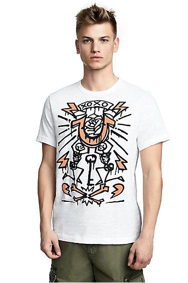 Mens Sketch Graffiti Graphic Tee | White | Size X Small | True Religion