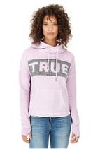Womens Cropped Pullover Hoodie | Lilac | Size X Small | True Religion