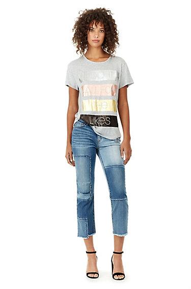 Womens Metallic Crewneck Tee | Heather Grey | Size X Small | True Religion