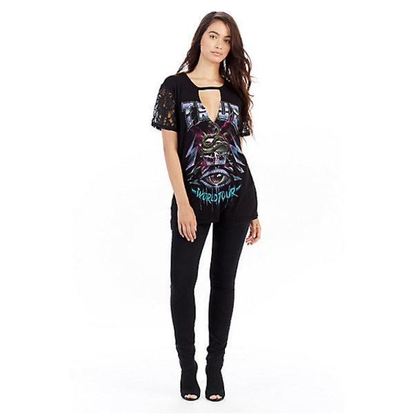 Mix Media Concert Womens Tunic | Black | Size Small | True Religion