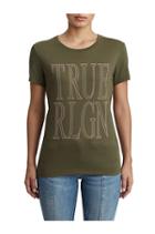 Womens True Screen Print Tee | Military Green | Size X Small | True Religion