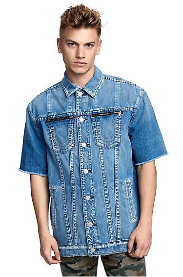 Mens Elongated Cut-off Turner Denim Jacket | Fbpm Westminster | Size Small | True Religion