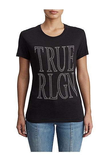 Womens True Screen Print Tee | Black | Size X Small | True Religion