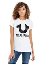 Lucky Horseshoe Crew Neck Womens Tee | White | Size Medium | True Religion