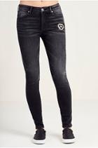 Halle Super Skinny Patched Womens Jean | Grey Mist | Size 23 | True Religion