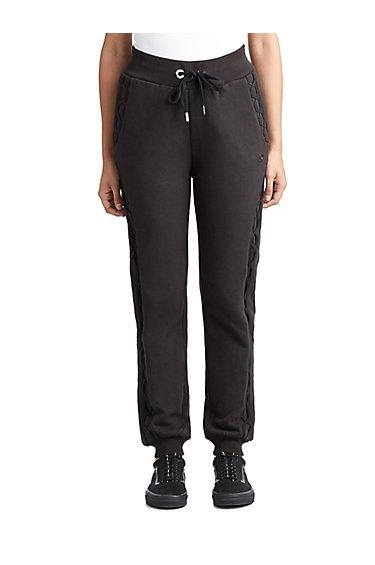Womens Lattice Lace Up Jogger | Black | Size X Small | True Religion