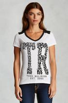 True Religion Handpicked Cheetah Tr Football Womens Tee
