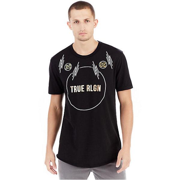 Mens Mixed Media Graphic Tee | Black | Size Small | True Religion
