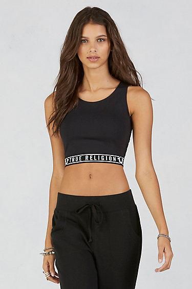 True Religion Crop Athletic Womens Tank - Black