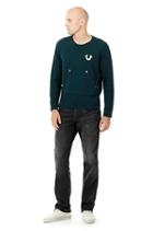 Core Metallic Pullover Crew Neck Mens Tee | Green | Size X Small | True Religion