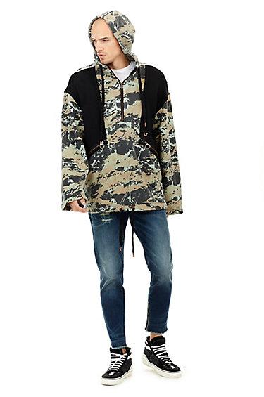 Mens Geo Camo Anorak Hoodie | Black | Size X Small | True Religion