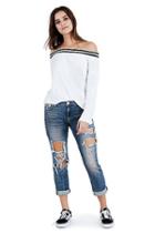 Womens Embroidered Off Shoulder Top | White  | Size X Small | True Religion