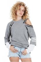 True Tape Cold Shoulder Womens Top | Heather Grey | Size X Small | True Religion