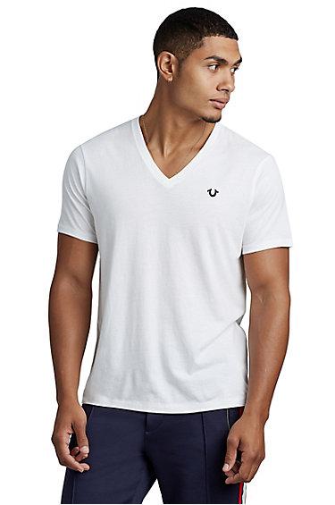 Men's Essentials V Neck Tee | White | Size X Small | True Religion