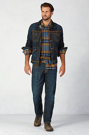 True Religion Geno Slim Flatlock Mens Jean - Dark Wave
