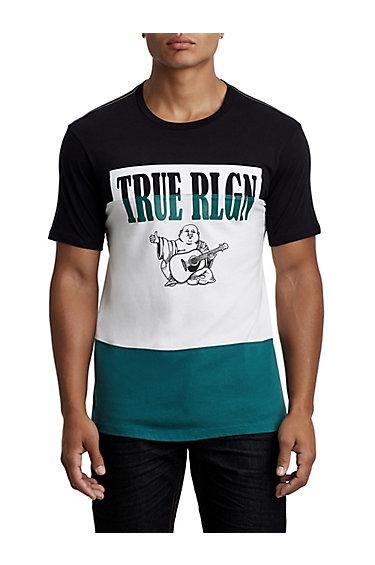 Men's True Panel Crew Neck Tee | White/mix | Size Small | True Religion