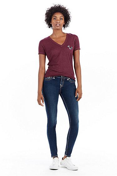 Halle Super T Skinny Womens Jean | Deep Sea Blue | Size 26 | True Religion