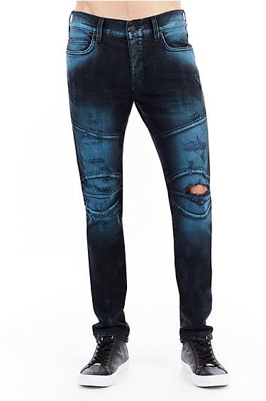Ripped Rocco Skinny Biker Mens Jean | Blue Blaze | Size 34 | True Religion