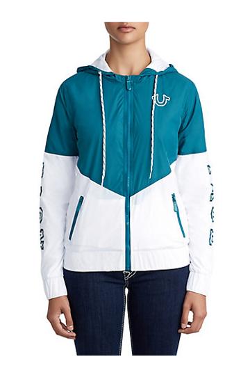 Womens Athletic Windbreaker Jacket | Marina | Size Small | True Religion
