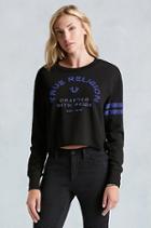True Religion Embroidered Crop Womens Pullover - Black