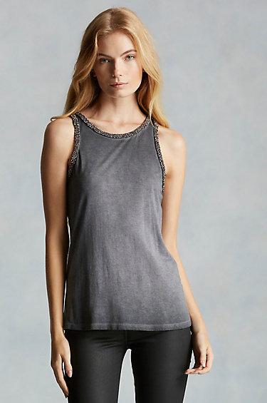 True Religion Rhinestone Womens Tank - Black