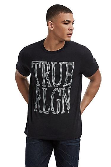 Mens Crafted Chain Logo Tee | Black | Size Small | True Religion