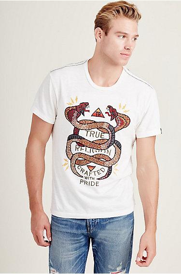 True Religion Embroidered Snake Mens Tee - White