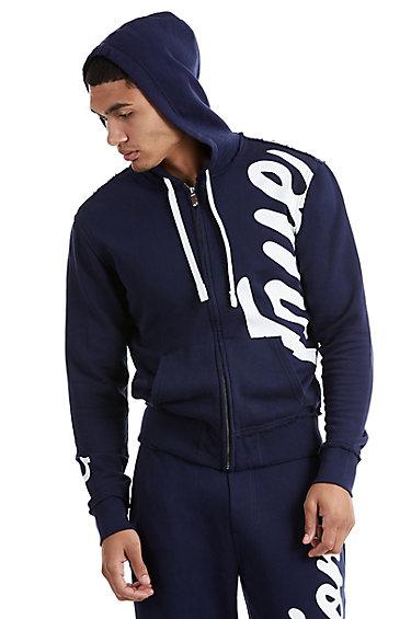 Men's Street Active Raw Edge Hoodie | Navy | Size Medium | True Religion