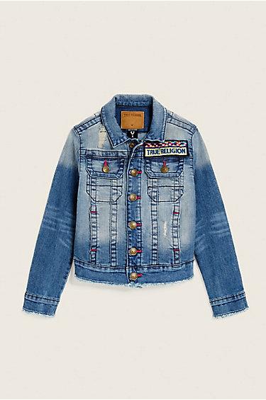 Kids Emily Denim Jacket | Bleached | Size Medium | True Religion